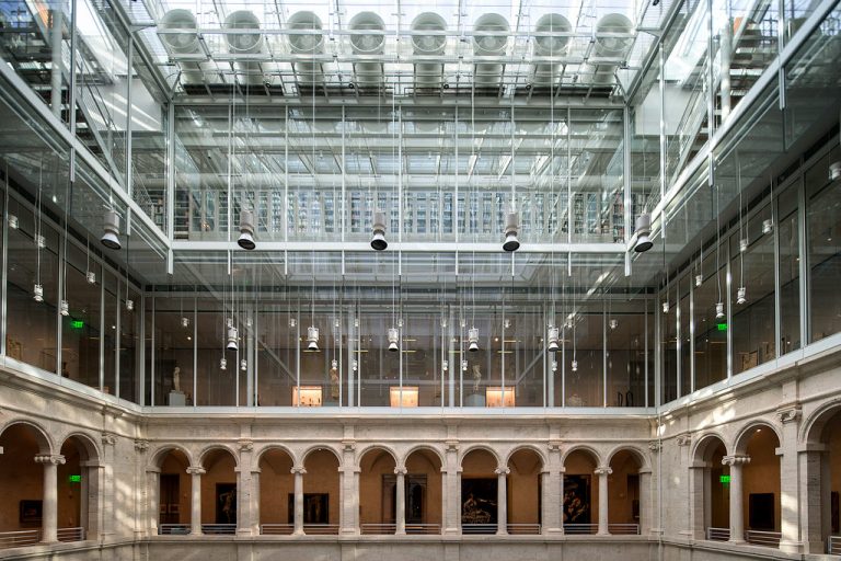 interior view of atrium in the Harvard Art Museums
